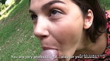 Busty and hairy Italian student fucks in the park pov